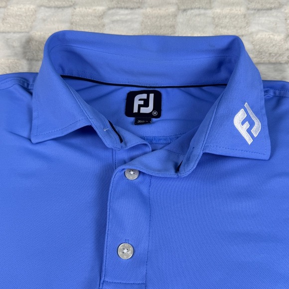 FootJoy Men's Blue Polo Shirt Medium Sterling Country Club Sleeve Logo - Picture 11 of 12